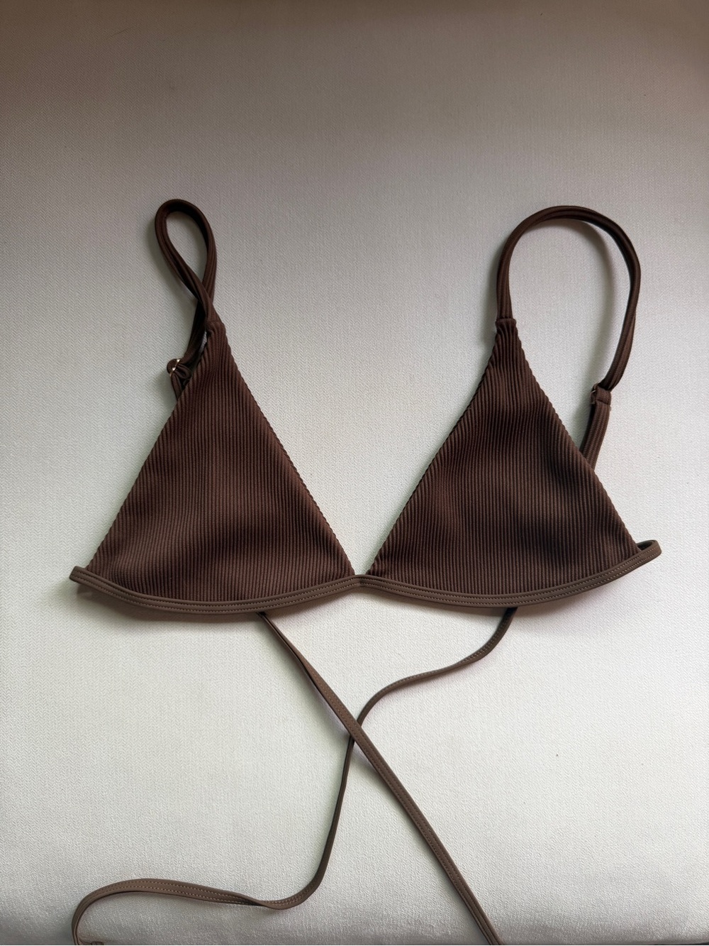 Brown Ribbed Tulum Triangle Top - Picture 4 of 5
